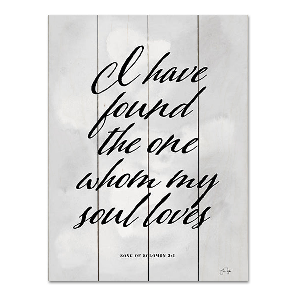 Yass Naffas Designs YND186PAL - YND186PAL - Found the One - 12x16 Religious, I Have Found the One Whom My Soul Loves, Bible Verse, Song of Solomon, Typography, Signs, Black & White from Penny Lane