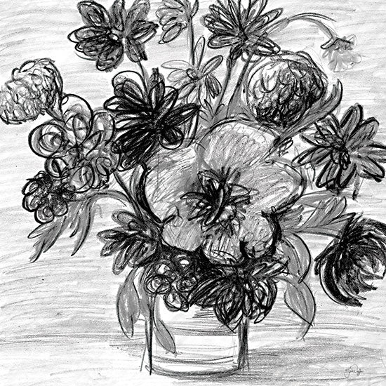 Yass Naffas Designs YND187 - YND187 - Blooming with Contrast - 12x12 Flowers, Bouquet, Sketch, Abstract, Drawing Print, Black & White, Blooms, Botanical from Penny Lane