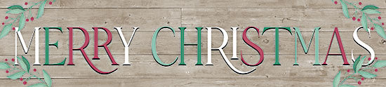 Yass Naffas Designs YND195 - YND195 - Merry Christmas - 36x6 Christmas, Holidays, Merry Christmas, Typography, Signs, Textual Art, Winter, Holly, Berries, Wood Background from Penny Lane