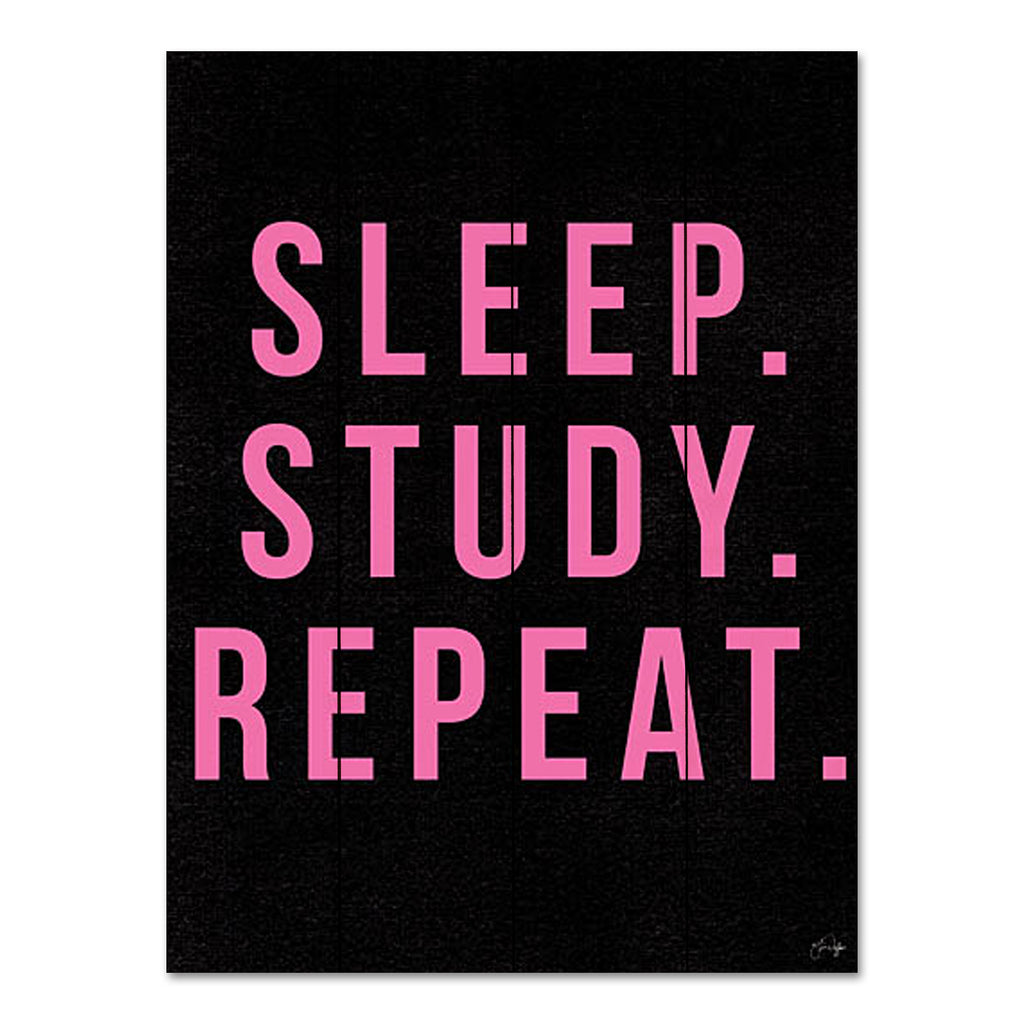Yass Naffas Designs YND222PAL - YND222PAL - Sleep. Study. Sleep. - 12x16 Tween, College Student, Typography, Signs, Pink, Sleep, Study, Repeat, Motivational from Penny Lane