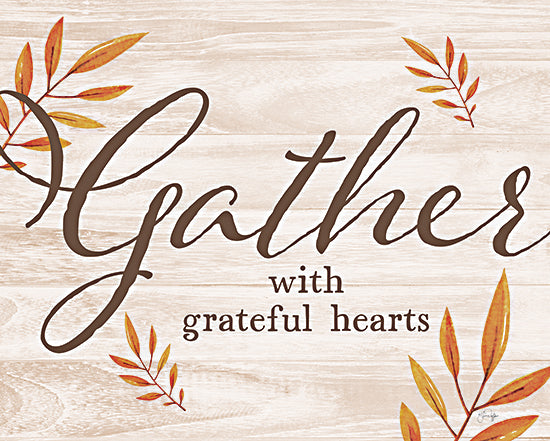 Yass Naffas Designs YND265 - YND265 - Gather with Grateful Hearts  - 16x12 Thanksgiving, Inspirational, Gather with Grateful Hearts, Typography, Signs, Textual Art, Fall, Leaves, Decorative from Penny Lane