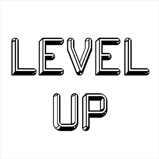 Yass Naffas Designs YND283 - YND283 - Level Up - 12x12 Gaming, Video Games, Level Up, Typography, Signs, Textual Art, Black & White, Masculine, Children from Penny Lane