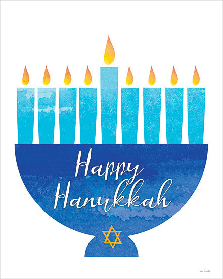 Yass Naffas Designs YND330 - YND330 - Happy Hanukkah Menorah I - 12x16 Hanukkah, Religious, Happy Hanukkah, Menorah, Candles, Star of David, Blue, Yellow from Penny Lane
