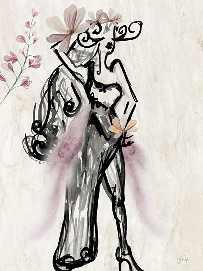 Yass Naffas Designs YND366 - YND366 - Royally Glamourous Flowing Hair - 12x16  Abstract, Woman, Sketch, Drawing Print, Fashion, Flowers from Penny Lane