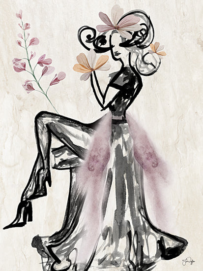 Yass Naffas Designs YND368 - YND368 - Royally Glamourous Poised - 12x16  Abstract, Woman, Sketch, Drawing Print, Fashion, Flowers from Penny Lane