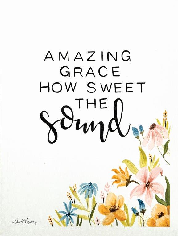 April Chavez AC111 - AC111 - Amazing Grace  - 12x16 Amazing Grace, Signs, Typography, Songs, Flowers from Penny Lane