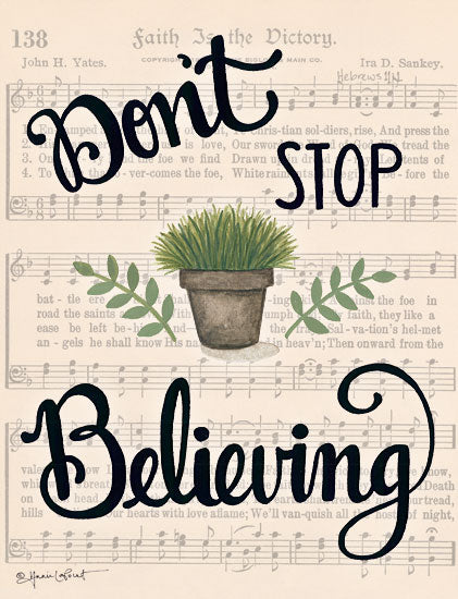 Annie LaPoint ALP1794 - Don't Stop Believing - 12x16 Don't Stop Believing, Music, Sheet Music, Greenery, Faith Is the Dictory from Penny Lane