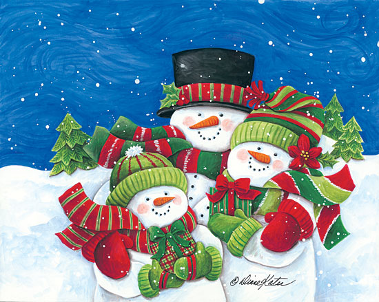 Diane Kater ART1109 - Blustery Snowmen Family Snowmen Family, Winter, Snow, Presents from Penny Lane
