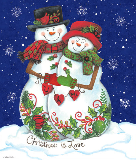 Diane Kater ART1122 - Snow Couple - 12x16 Holidays, Snowmen, Couple, Christmas is Love, Snowflakes from Penny Lane