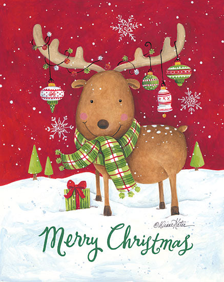 Diane Kater ART1135 - Merry Christmas Reindeer - 12x16 Reindeer, Ornaments, Snow, Winter, Holidays from Penny Lane
