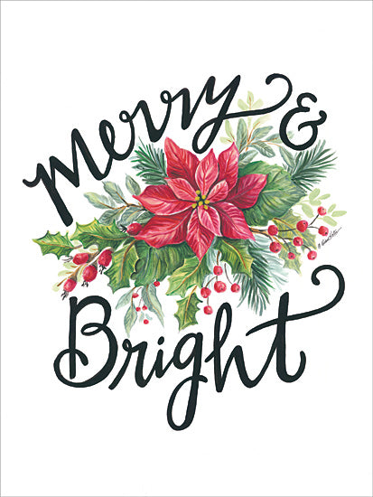 Diane Kater ART1156 - ART1156 - Merry & Bright Wreath - 12x16 Holidays, Wreath, Christmas, Calligraphy, Signs from Penny Lane