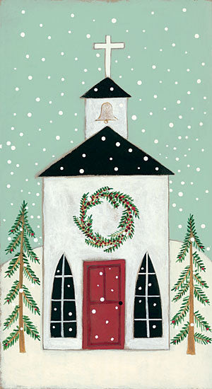 Bernadette Deming BER1317 - Church in the Snow Church, Pine Trees, Primitive, Country Church, Snow, Winter from Penny Lane