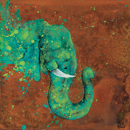 Britt Hallowell BHAR452 - Splashing Forth - Elephant, Turquoise, Rusty from Penny Lane Publishing