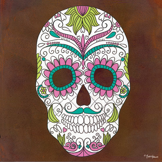 Britt Hallowell BHAR470 - Celebrating Life I - 12x12 Skeletons, Skelton Head, Sugar Skull, Mexican Skull Art, Tattoo, Decorative Skulls, Day of the Dead from Penny Lane