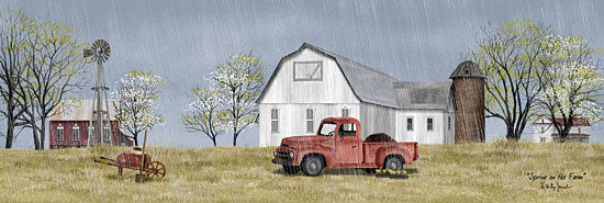 Billy Jacobs BJ1196A - Spring on the Farm - 36x12 Farm, Barn, Red Truck, Flowering Trees, Spring, Rain from Penny Lane