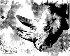 BLUE144 - Modern Black & White Rhino    - 16x12