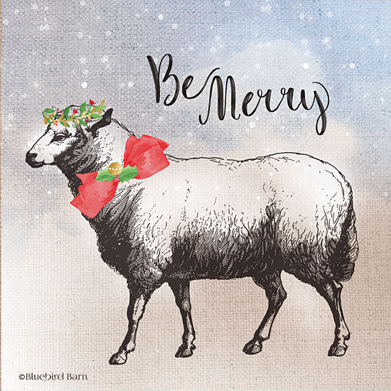 Bluebird Barn BLUE270 - Vintage Christmas Be Merry Sheep - 12x12 Sheep, Holidays, Be Merry, Winter, Snow from Penny Lane