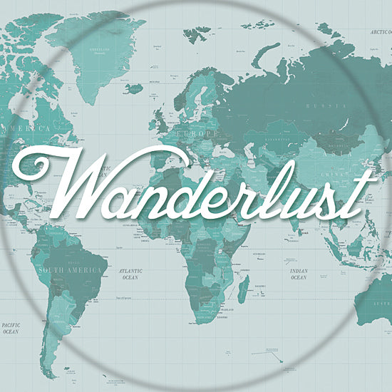 Cloverfield & Co CC140 - Wanderlust - Wanderlust, Map, World, Green, Travel from Penny Lane Publishing