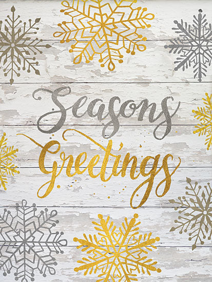 Cindy Jacobs CIN1250 - CIN1250 - Seasons Greetings Snowflakes - 12x16 Signs, Seasons Greetings, Snowflakes, Wood Planks, Calligraphy, Christmas from Penny Lane