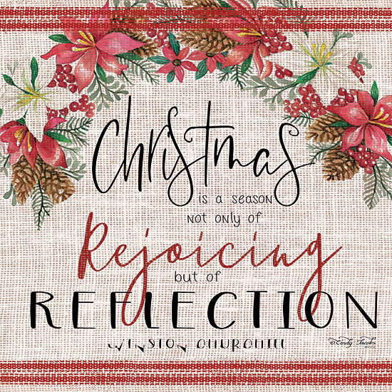 Cindy Jacobs CIN1296 - Rejoicing and Reflection Rejoicing and Reflection, Winston Churchill, Pine Cones, Poinsettias, Grain Sack from Penny Lane