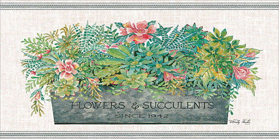 Cindy Jacobs CIN1395 - Flowers & Succulents Flowers, Succulents, Galvanized Pot, Botanical from Penny Lane