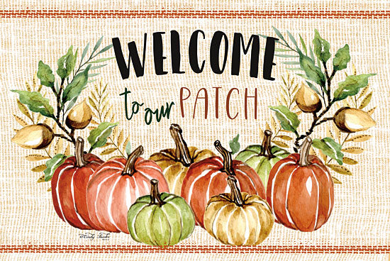 Cindy Jacobs CIN1428 - Welcome to Our Patch - 18x12 Welcome, Pumpkins, Pumpkin Patch, Acorns, Greenery, Harvest, Grain Sack, Linen Tea Towels from Penny Lane
