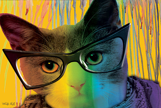 Cindy Jacobs CIN1445 - Cat in Glasses - 18x12 Cat, Glasses, Whimsy, Tween, Rainbow from Penny Lane