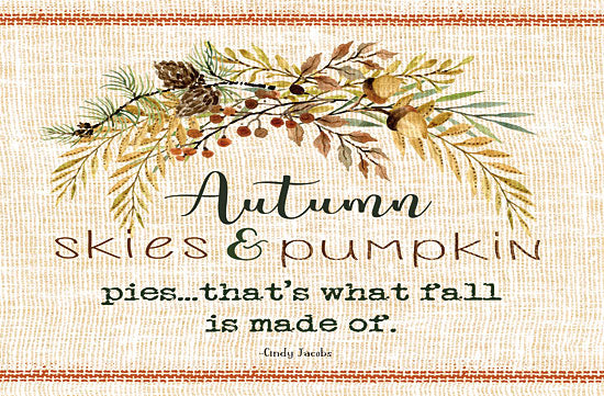 Cindy Jacobs CIN1451 - Autumn Skies - 18x12 Autumn, Pinecones, Acorns, Swag, Grain Sack, Linen Tea Towel from Penny Lane
