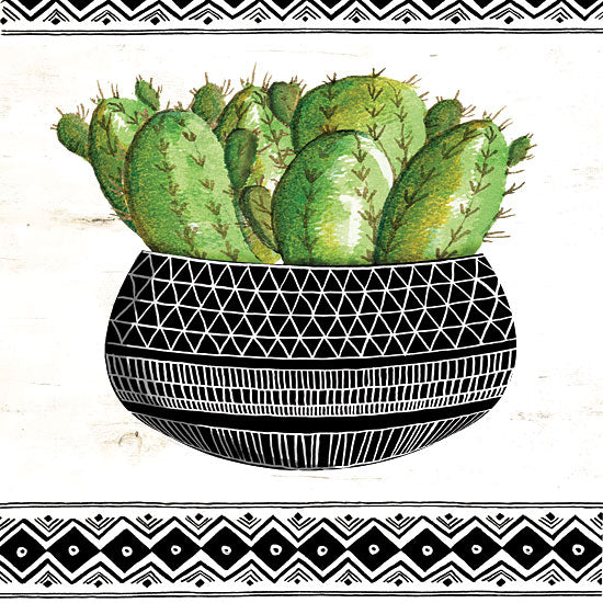 Cindy Jacobs CIN1502 - Mud Cloth Black and White Succulent I - 12x12 Succulents, Mud Cloth Pot, Southwestern, Cactus from Penny Lane