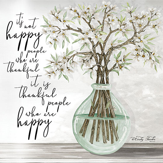 Cindy Jacobs CIN1578 - Thankful People - 12x12 Glass Vase, Greenery, Happy People, Flowers, White Flowers from Penny Lane