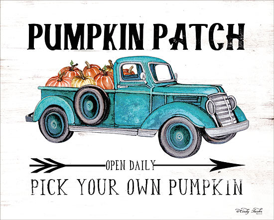 Cindy Jacobs CIN1620 - Pumpkin Patch Open Daily - 16x12 Pumpkin Patch, Truck, Pumpkins, Blue Truck, Signs, Autumn from Penny Lane