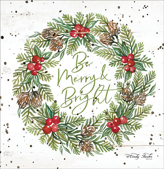 Cindy Jacobs CIN1630 - CIN1630 - Be Merry & Bright Wreath - 12x12 Holidays, Be Merry & Bright, Wreath, Greenery, Pinecones, Berries from Penny Lane