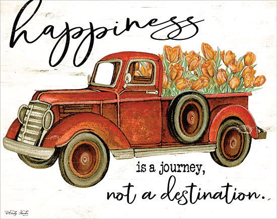 Cindy Jacobs CIN1644 - CIN1644 - Happiness is Yellow Flowers - 16x12 Happiness, Truck, Red Truck, Flowers, Tulips, Signs from Penny Lane