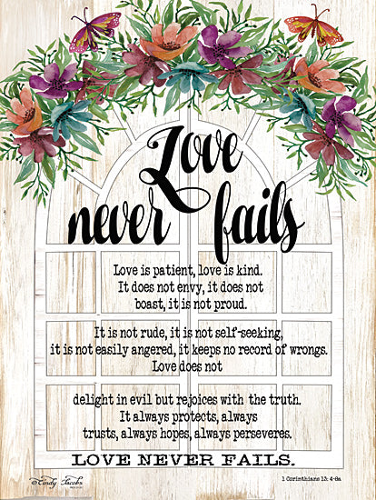 Cindy Jacobs CIN1688 - CIN1688 - Floral Love Never Fails - 12x16 Love Never Fails, Bible, Verse, Religious, Swag, Floral, Corinthians from Penny Lane