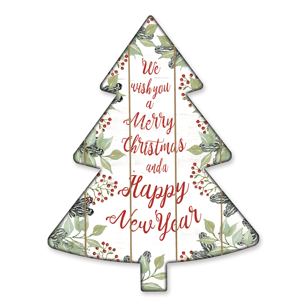 Cindy Jacobs CIN1708TREE - CIN1708TREE - Merry Christmas Wishes  - 14x18 Signs, Merry Christmas, Happy New Year, Christmas Tree, Wood Planks, Christmas Ivy, Typography from Penny Lane