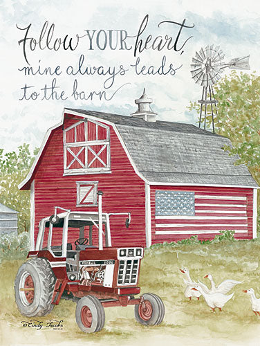 Cindy Jacobs CIN927 - Follow Your Heart - Farm, Tractor, Geese, Barn, Field from Penny Lane Publishing