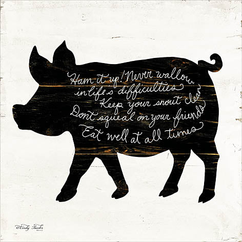 Cindy Jacobs CIN960 - Pig - Ham it Up - Pig, Motivating, Black & White, Calligraphy from Penny Lane Publishing