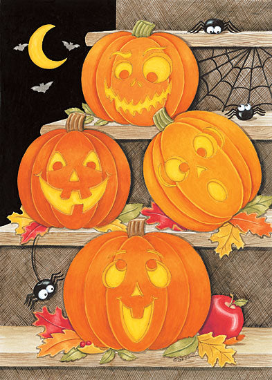 Deb Strain DS1627 - Jack-O-Lantern Stars - Jack O'lanterns, Steps, Spiders, Spider Web, Moon, Night from Penny Lane Publishing