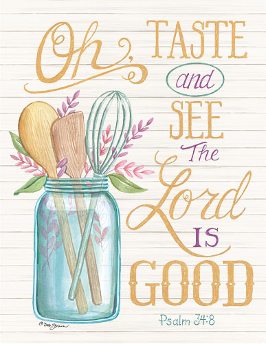 Deb Strain DS1642 - Oh Taste and See the Lord is Good - Taste and See, Jar, Kitchen Utensils, Psalm, Wood Planks from Penny Lane Publishing