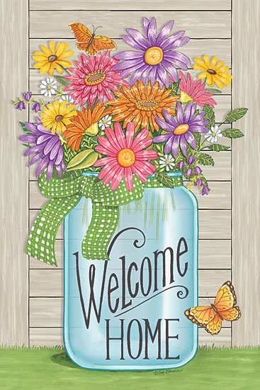 Deb Strain DS1655 - Welcome Home Jar - Jar, Flowers, Butterflies, Daisies, Gingham Bow, Welcome, Home from Penny Lane Publishing