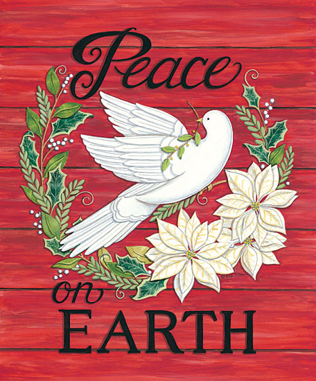 Deb Strain DS1737 - Peace Dove - 12x16 Dove, Peace, Holidays, Christmas, Peace on Earth, White Flowers, Poinsettias, Greenery, Swag from Penny Lane