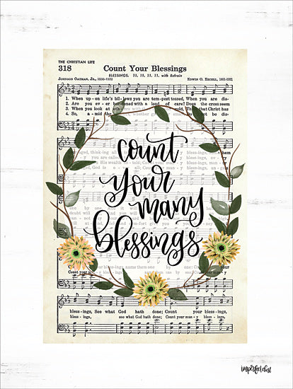 Imperfect Dust DUST440 - DUST440 - Count Your Many Blessings - 12x16 Sheet Music, Count Your Many Blessings, Floral Wreath, Song from Penny Lane