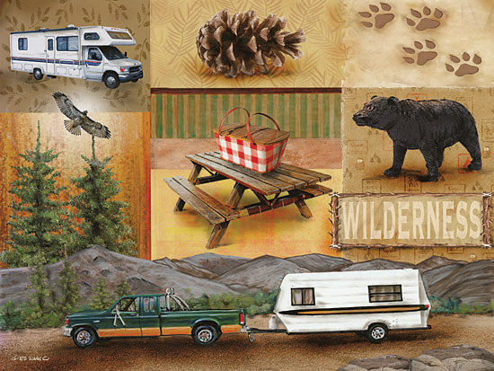 Ed Wargo ED371 - Camping Collage II - Camping, Collage, Camper, Bear, Truck, Picnic Table, Pinecones from Penny Lane Publishing