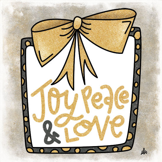 Erin Barrett FTL190 - Joy, Peace and Love Present - 12x12 Holidays, Present, Joy, Peace, Love, Black and Gold from Penny Lane