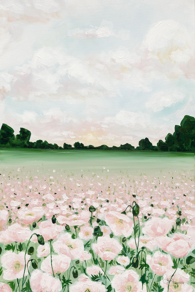 Hollihocks Art HH138 - HH138 - Pink Poppies - 12x16 Poppies, Pink Poppies, Field, Meadow, Landscape from Penny Lane