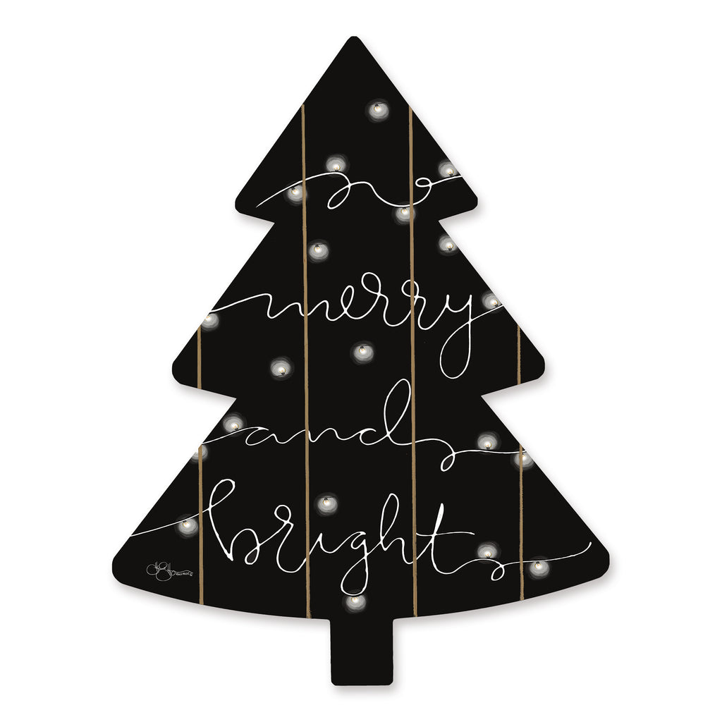 Hollihocks Art HH163TREE - HH163TREE - Merry & Bright  - 14x18 Signs, Black & White, Christmas Tree, Merry and Bright, Christmas Lights, Typography from Penny Lane