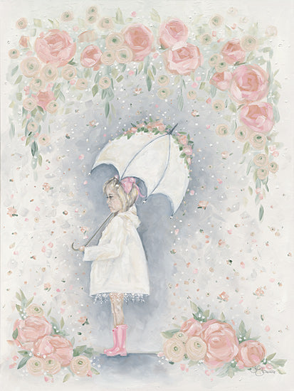 Hollihocks Art HH170 - HH170 - Georgia in the Rain - 12x16 Girl, Flowers, Umbrella, Rain Boots from Penny Lane