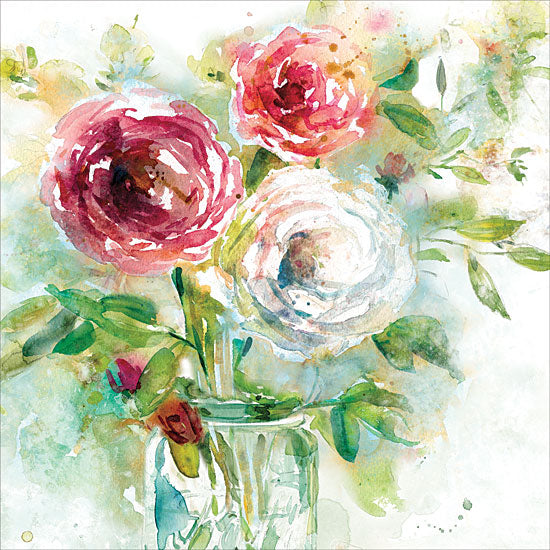 JG Studios JGS111 - JGS111 - Garden Jar I - 12x12 Flowers, Glass Jar, Jar, Pink Flowers, White Flowers, Abstract from Penny Lane