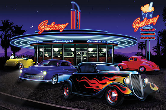 JG Studios JGS138 - JGS138 - Galaxy Diner - 18x12 Photography, Neon, Diner, 1950s, Nostalgia, Cars from Penny Lane