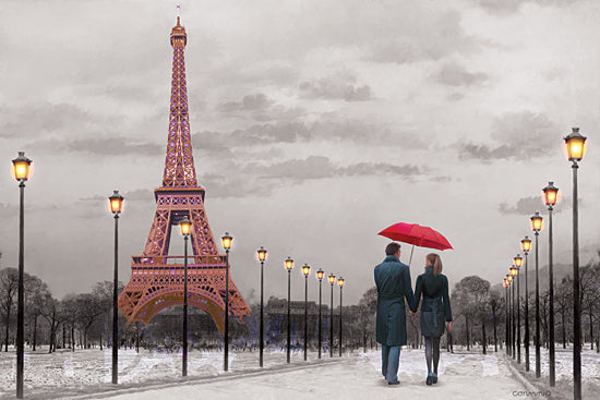 JG Studios JGS152 - JGS152 - Red Umbrella I - 18x12 Umbrella, Eiffel Tower, Paris, France, Couple, Figurative from Penny Lane